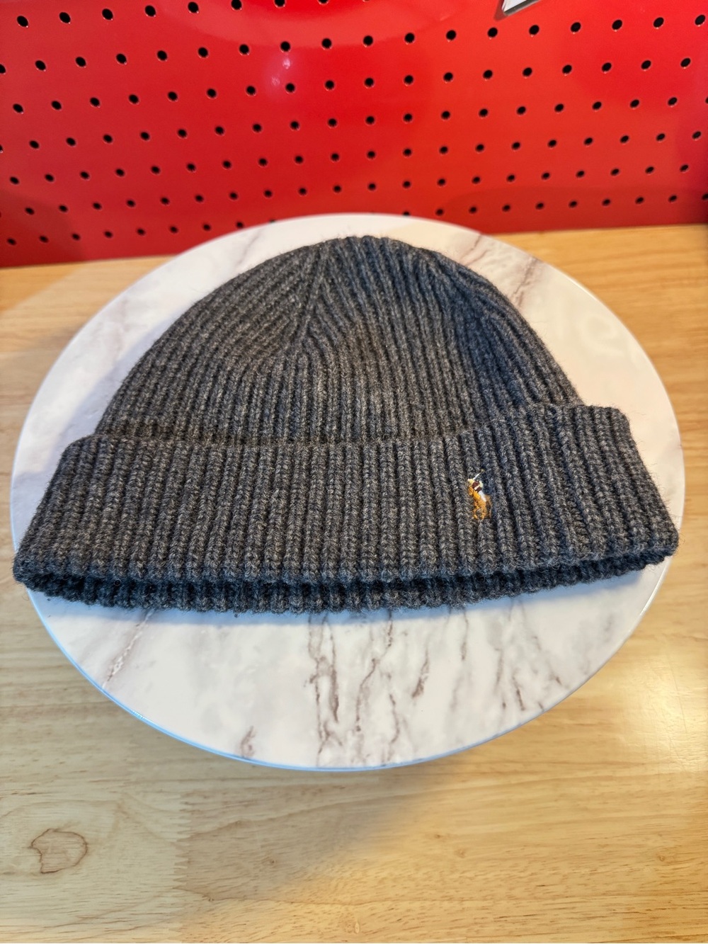 Polo Ralph Lauren Dark Gray Signature Pony Knit Beanie Winter Hat
